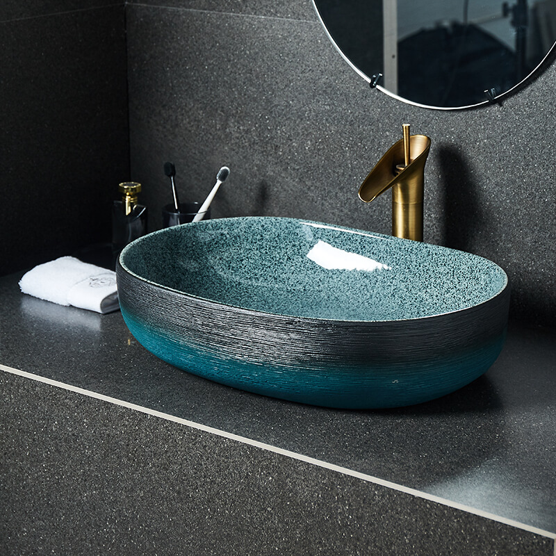 Network Endless Ceramic Washbasin Single Sink Art Retro Terrace Basin Home Dressing Room Washbasin Dressing Room Washbasin