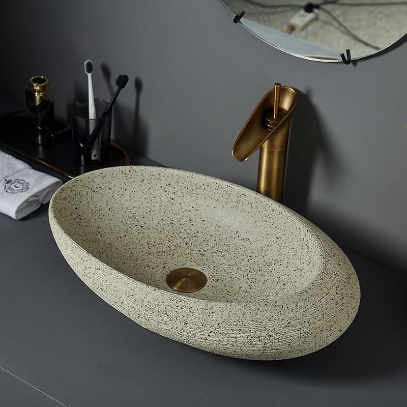 Interpretation of soft stone ceramic stage Creative bathroom washbasin art retro household wash pool