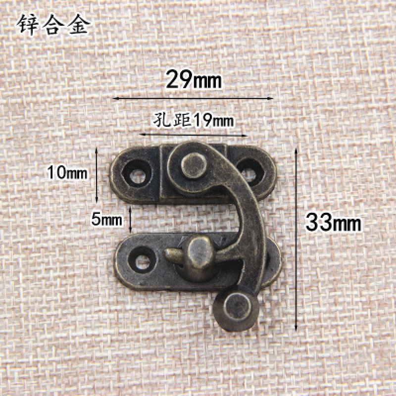 29 * 33mm alloy buckle buffalo horn hook buckle luggage buckle retro lock packing gift box Bent Hook Lock Wooden Box Accessories