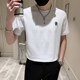 ins trendy brandy short-sleeved men's green T-shirt trendy men with half-sleeves trendy and handsome 2024 new summer half-sleeved ບາງໆ