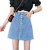 Denim váy của phụ nữ mùa hè Hàn Quốc phiên bản của eo cao chic hiển thị mỏng trăm mở ngã ba túi hông retro Cảng hương vị A-từ váy ngắn 