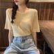 Mùa hè Hàn Quốc phiên bản ngắn tay dệt kim nữ loose-fitting bộ mỏng mỏng băng lụa ròng đỏ đầu chic