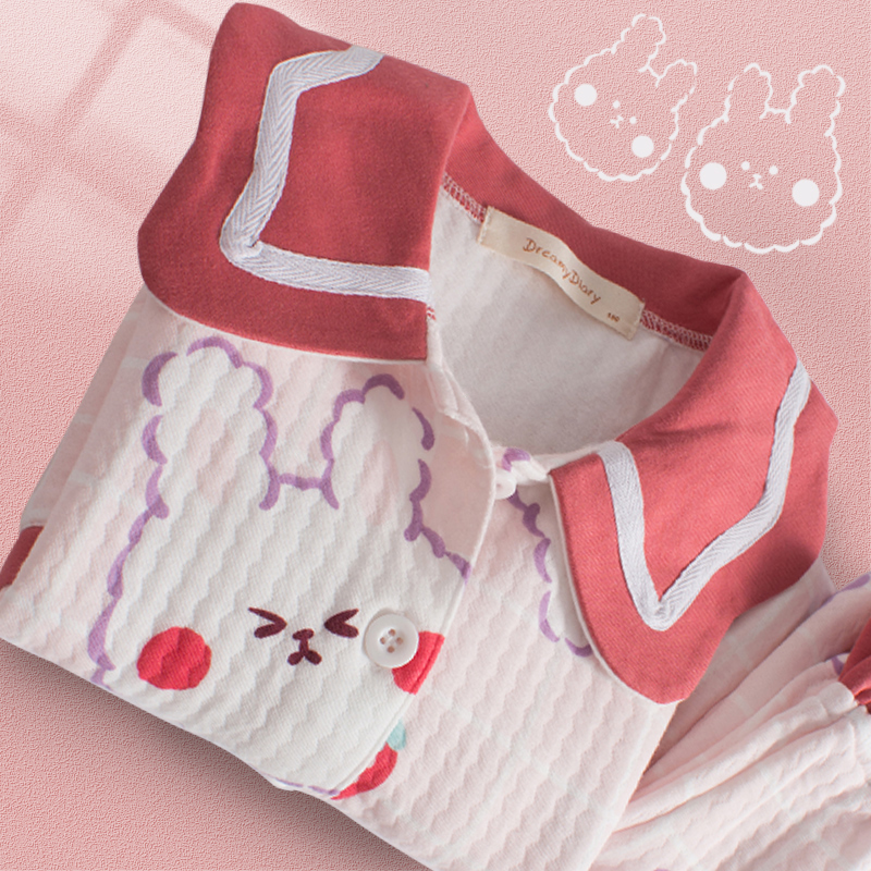 Children's pajamas spring and autumn pure cotton girls baby home clothing suit girls in the big child thicker pajamas winter