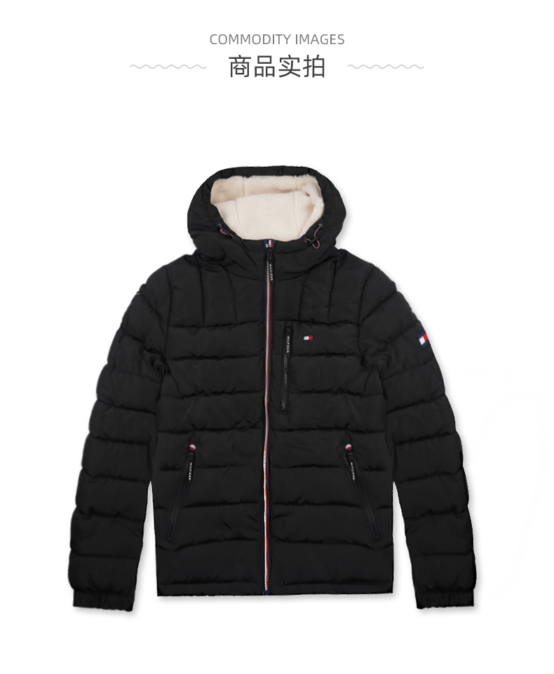 Tommy Hilfiger 男士连帽棉服 左胸左肩刺绣小logo 图11