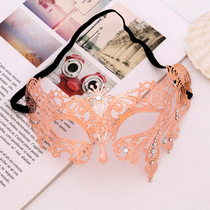 Venice high - grade mask half - face lady seven drill rose gold metal dress dance performing dress mask