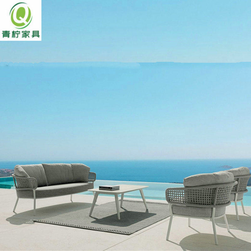 Outdoor Leisure Sofa Leaning Back Chair Living-room Patio Open-air Balcony Rattan Sofa Combined Furniture Rattan chairs Three-five sets