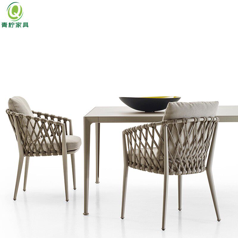 Nordic outdoor table and chair sofa balcony villa courtyard dining table garden table and chair rope belt table and chair creative outdoor rattan chair