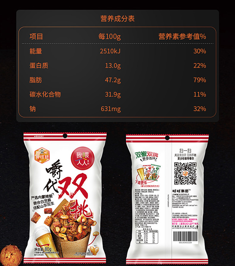 旺旺食技研嚼代双挑/双椒80g*4包