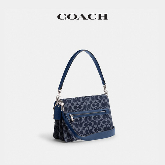 Coach Damen-Umhängetasche mit klassischem Logo-Denim CHAIN TABBY Presbyopie