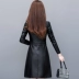 Mùa xuân và mùa thu 2020 áo khoác da mới của phụ nữ giữa chiều dài áo khoác dày khâu phong cách Hàn Quốc mỏng và mỏng áo khoác da ngực đơn - Quần áo da