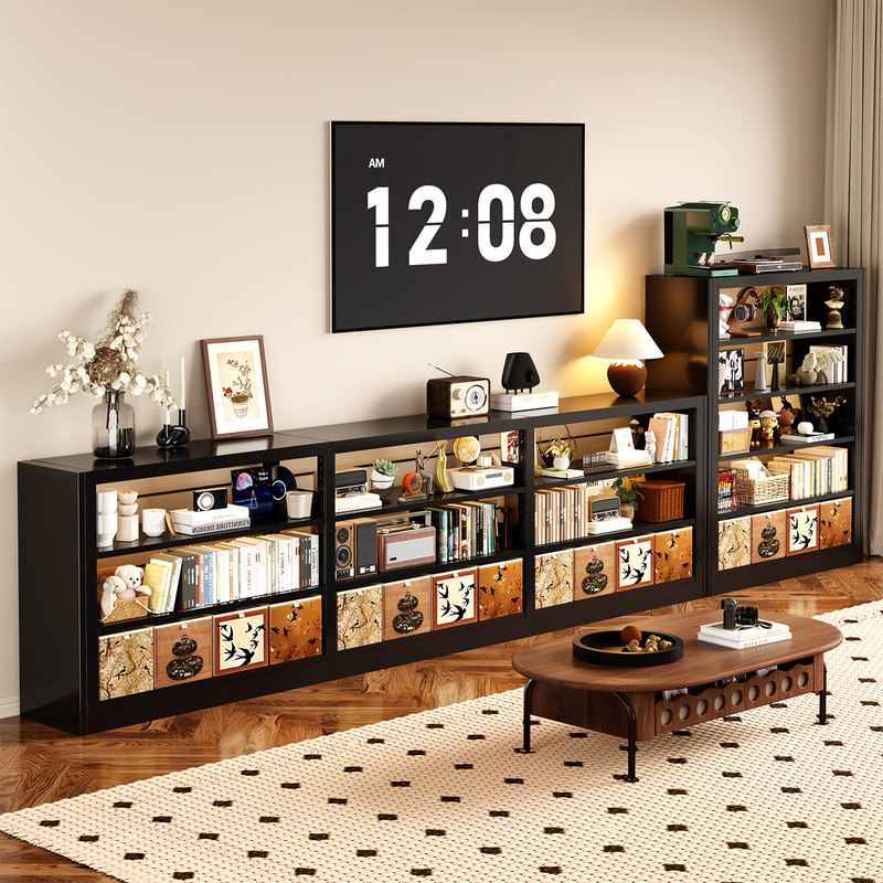 Home-Use Low Bookshelf Combination Tv Cabinet Steel Library Bookshelf Children's Bookshelf Toy Storage Rack for Living Room Half-Wall Storage