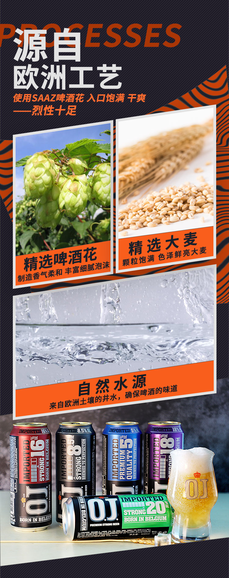 荷兰原装进口 OJ 20度猛男烈酒 500ml*6罐 图4