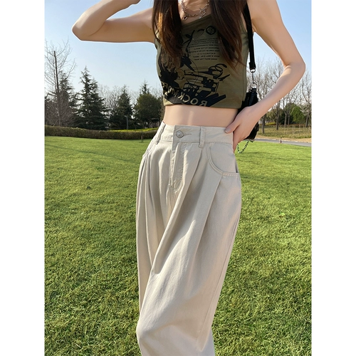 Белые тонкие джинсы, штаны, свободный прямой крой