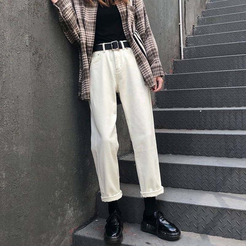 Off-white jeans women's straight loose 2022 new summer high waist show thin wide leg daddy pants