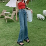 Ретро осенние джинсы, штаны, высокая талия, по фигуре, подходит для подростков, свободный прямой крой