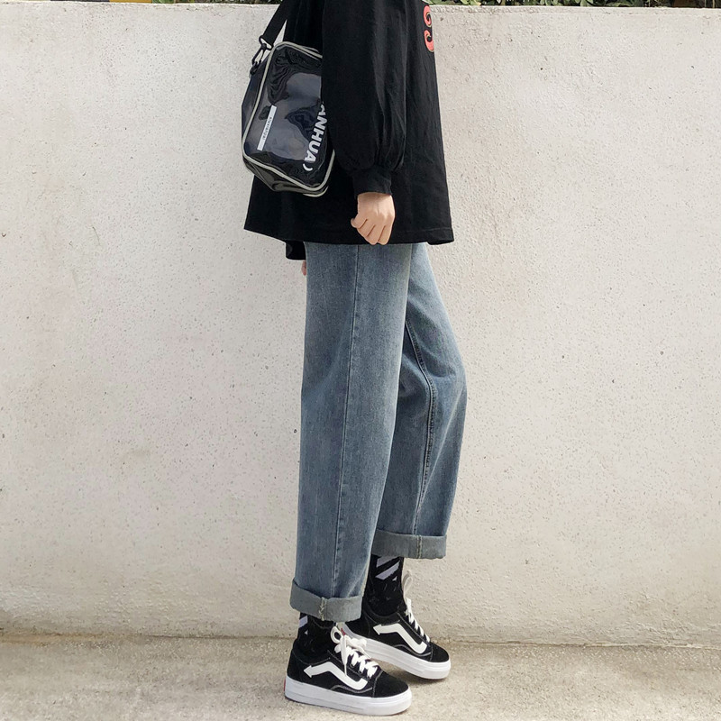 Chic retro jeans women's summer straight loose 2022 new high-waisted small Hong Kong-flavored wide-leg pants