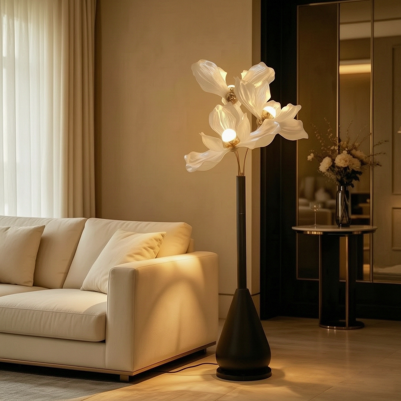 Italian Minimalist Flower Floor Lamp, High-End Living Room Sofa Side Atmosphere Lamp, Cream Style Bedroom Bedside Decorative Lamp Italian Minimalist Flower Floor Lamp, High-End Living Room Sofa Side Atmosphere Lamp, Cream Style Bedroom Bedside Decorative Lamp