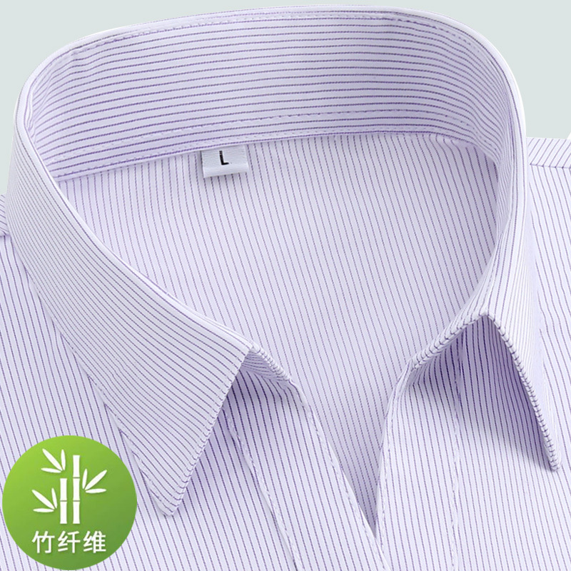 Purple Fine-Striped Short-Sleeve Women's Shirt, Bamboo Fiber, Stretchy, Wrinkle-Free, Formal Business Attire, Professional Interview Workwear Shirt Purple Fine-Striped Short-Sleeve Women's Shirt, Bamboo Fiber, Stretchy, Wrinkle-Free, Formal Business Attire, Professional Interview Workwear Shirt