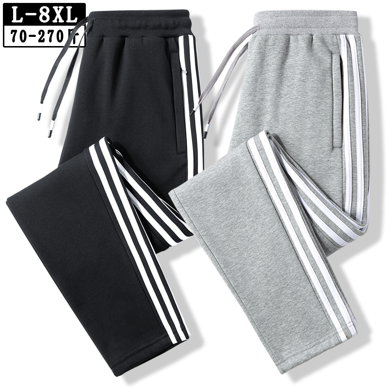 Three-Stripe Summer Pure Cotton Sweatpants for Men, Thin Casual Long Pants, Loose Fit, Plus Size, Campus Style Joggers for Men Three-Stripe Summer Pure Cotton Sweatpants for Men, Thin Casual Long Pants, Loose Fit, Plus Size, Campus Style Joggers for Men