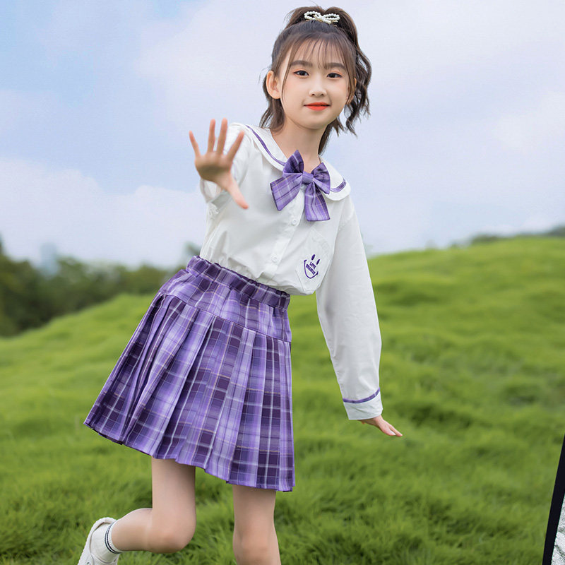 jk uniform skirt for primary school students genuine summer girls ik group skirt pick-up k Ding k skirt Children's autumn and winter gk suit