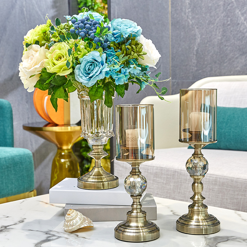 European Style Home Dining Table Candleholder Western Dining Nordic Candlelight Dinner Props Romantic American Light Lavish Feather Container Pendulum