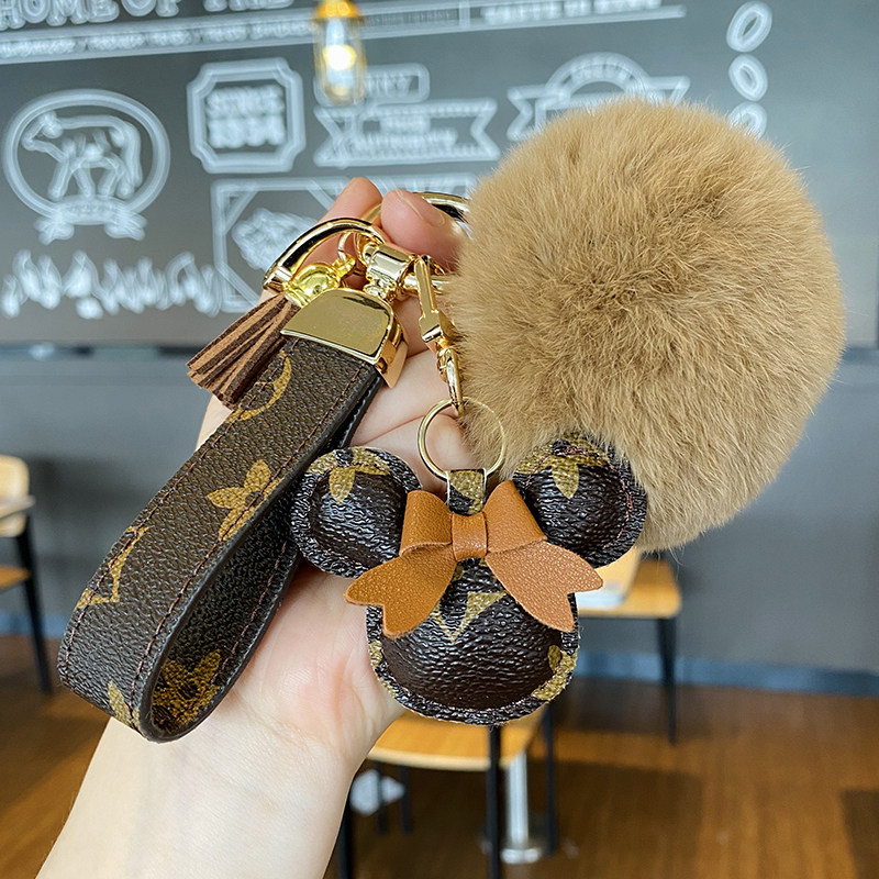 LVGEDETE European and American style Mickey head key chain car key chain pendant bag pendant female presbyopia pendant