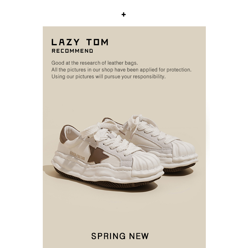 Lazytom Shell Toe Dissolving Shoes Women's Casual Niche Original Star Canvas Shoes Women's ins Trendy Thick-Soled Sneakers