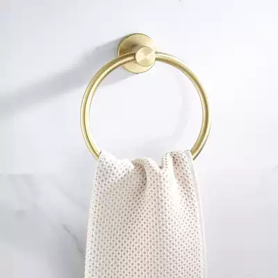 304 stainless steel brushed gold towel ring Nordic round towel ring rack wipe hand towel hanging ring rack no hole