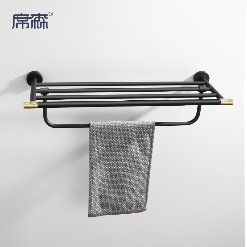 Schissen Makeup Room Toilet Bathroom shelf Towel Rack Wall-mounted Black Gold Bath Towels 304 stainless steel