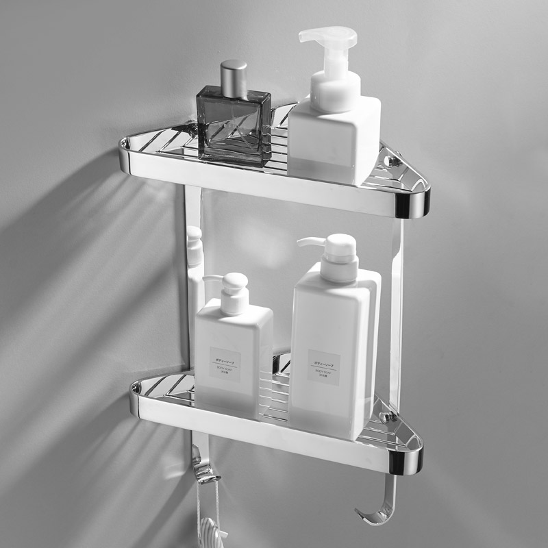 Xi Sen bathroom basket Wall-mounted all-copper solid thickened corner frame Powder room double triangular shelf copper