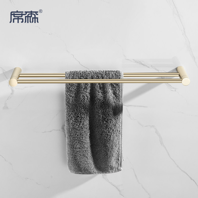 Golden all copper double rod towel rack toilet black gold single rod towel hanging small size 40 50 60 can be customized shortened