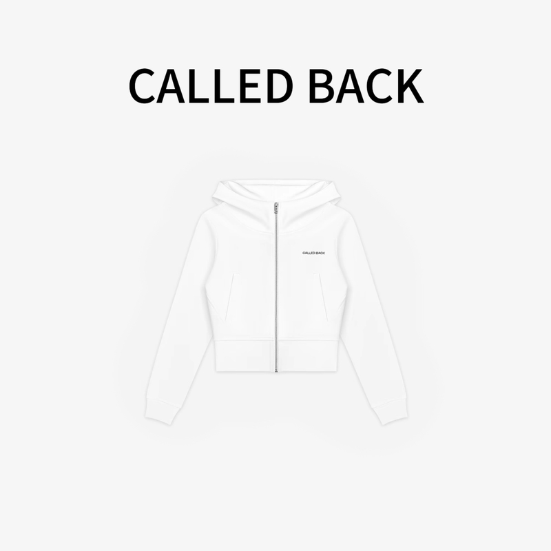 Calledback Official Direct Shipment Spring and Autumn Versatile Casual Sports White Zip-Up Hooded Sweatshirt Jacket Top