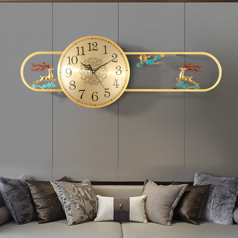 New Chinese pure copper hanging bell living room home fashion hanging wall clock atmosphere light extravagant fashion hanging watch cross big clock