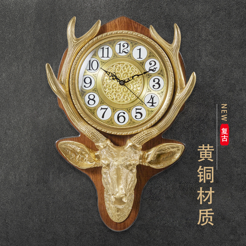 Pure brass New Chinese style watches and clocks Living room modern light extravagant hanging table fashion atmosphere light and luxurious style hanging wall clocks
