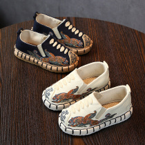 Old Beijing childrens cloth shoes ethnic style girls embroidered shoes baby indoor shoes a thousand layer bottom hand embroidered boy shoes