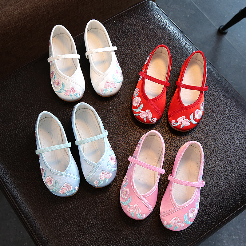 Girl Embroidered Shoes National Wind Children Handmade Cloth Shoes Old Beijing Children's Shoes Students Performance Dancing Mind-made Hanfu Shoes-Taobao