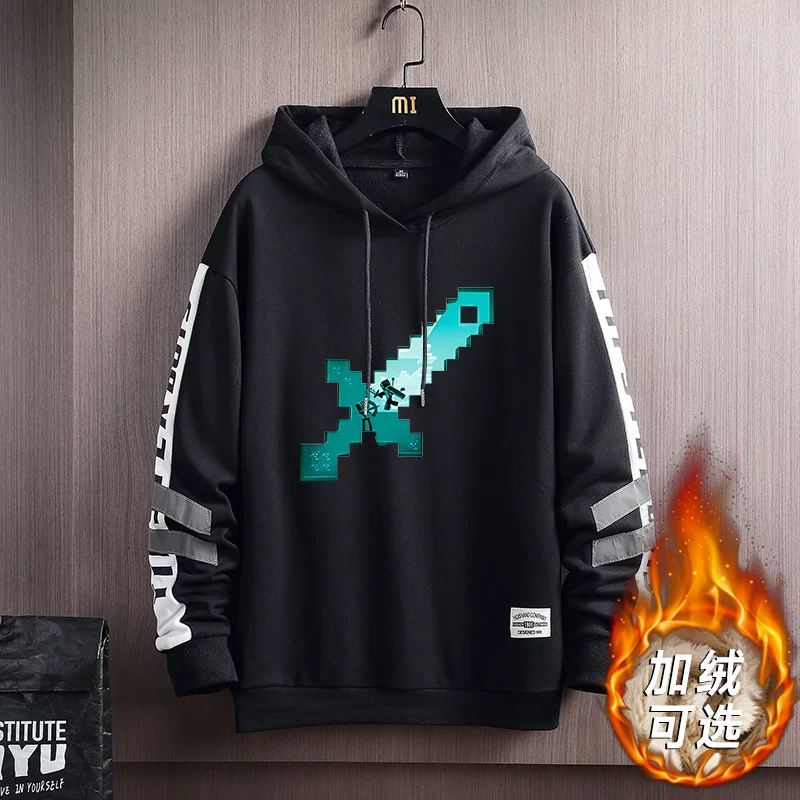 Minecraft мой мир толстовка с капюшоном мужская осень-зима ледяной страх игра аниме окружение бархатная одежда