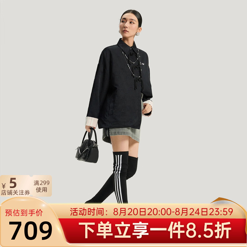 Adidas Originals Women's New Spring and Autumn Jacket, New Chinese Style with Traditional Chinese Buttons, Retro Fashion Turn-Down Collar Jacket Adidas Originals Women's New Spring and Autumn Jacket, New Chinese Style with Traditional Chinese Buttons, Retro Fashion Turn-Down Collar Jacket