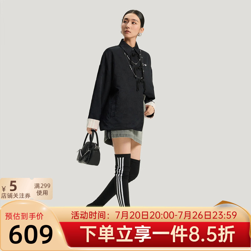 Adidas Originals Women's New Spring and Autumn Jacket, New Chinese Style with Traditional Buttons, Retro Fashion Turn-Down Collar Jacket Adidas Originals Women's New Spring and Autumn Jacket, New Chinese Style with Traditional Buttons, Retro Fashion Turn-Down Collar Jacket