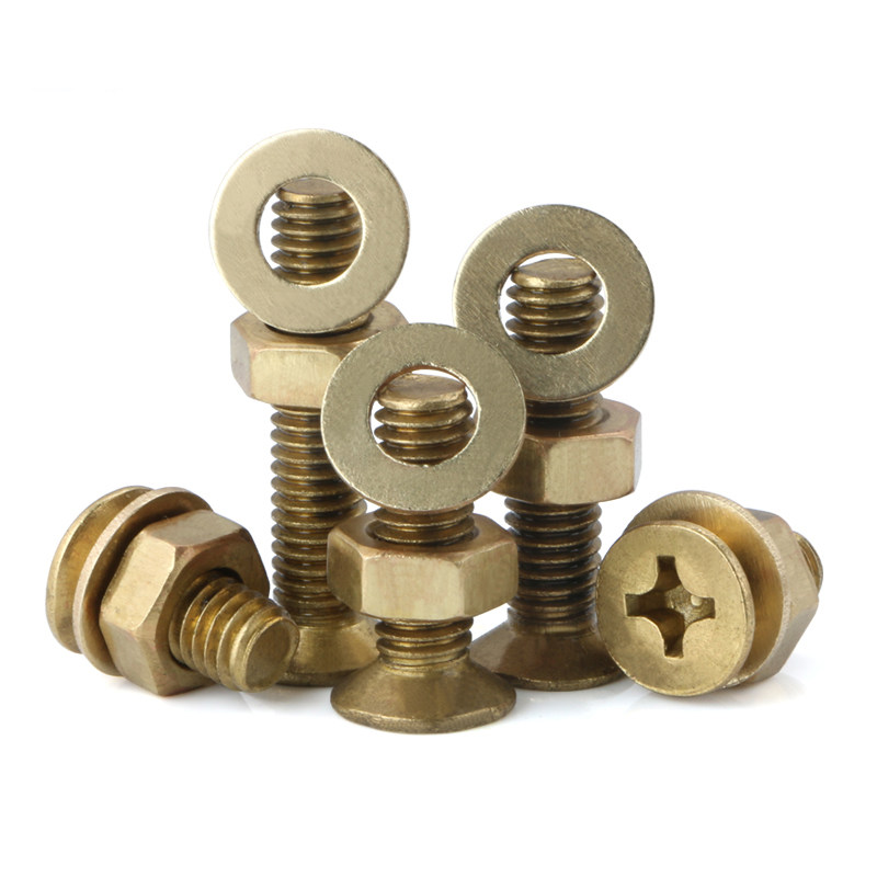 Copper screw nut set Countersunk screw Cross flat head combination screw M3M4M5M6