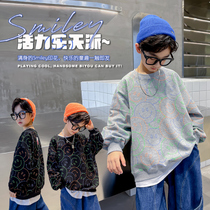 Boy fried street sweatshirt thin section long sleeve spring autumn style 2022 spring loaded round collar handsome and casual loose blouse for undershirt