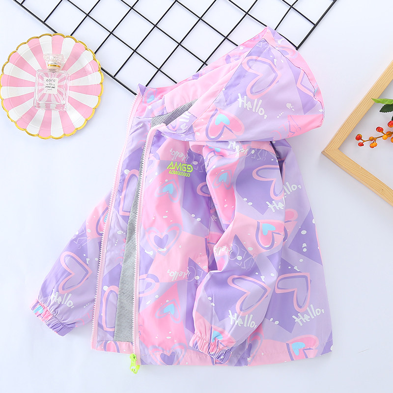 Girl Autumn Clothing Submachine Clothing Foreign Korea Edition Casual CUHK Child Jacket Girl With Hat Children Jacket Spring And Autumn Thin