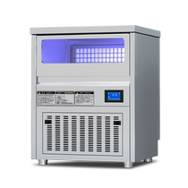 Hengzhi ice machine commercial fully automatic square ice machine stainless steel blue light bar milk tea bar ice machine