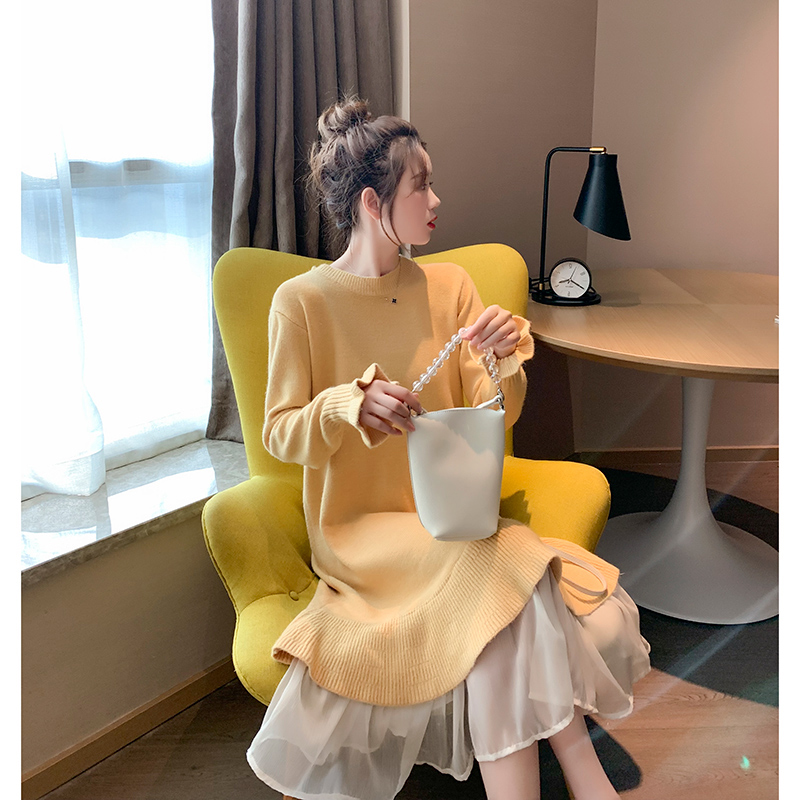 Nursing sweater women's autumn and winter clothes to go out fashion hot mom dress postpartum nursing clothes mid-length winter tide