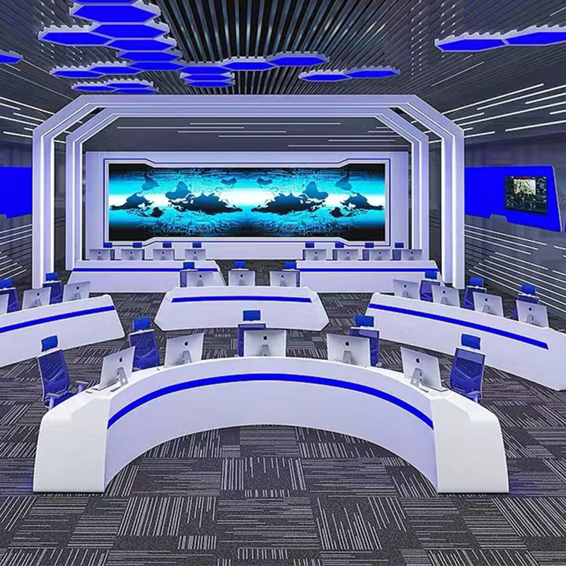 Customized arc-shaped console modern technology sense subway monitoring console security dispatching table and chair command center console