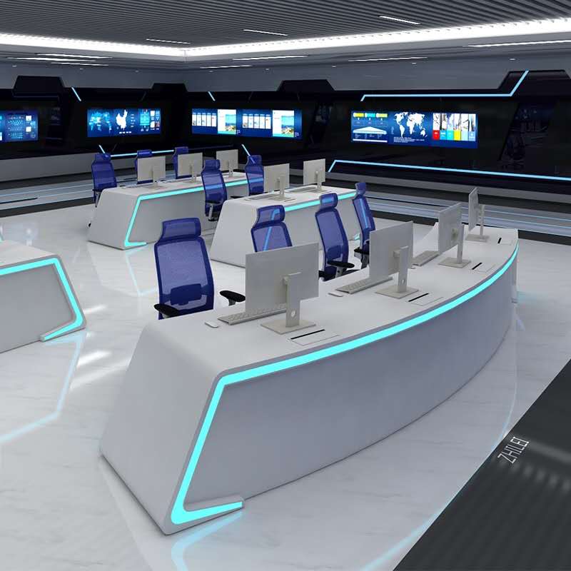 Technology-sensing command center control table dispatching desk brief monitoring room monitoring desk customized baking lacquered arched operating table
