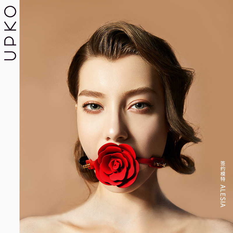 UPKO Rose Mouth Ball Bundle Mouth Plug SM Sex Deep Throat Utensils Alternative Adult Toy Props Punish Prisoner Love