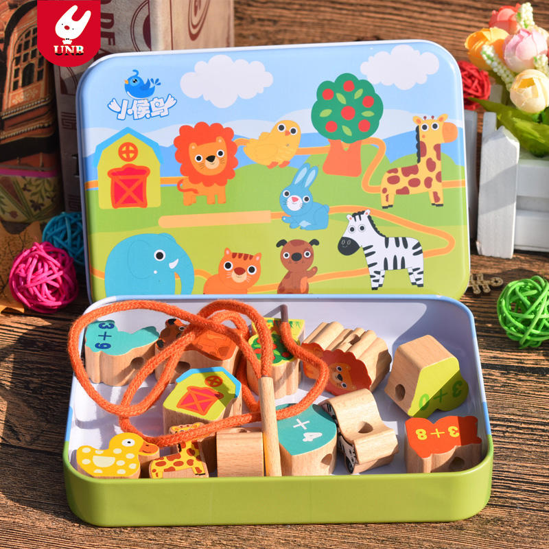 Baby string of beads 1-2 years old male girl threading rope 0-3 baby toddler early teaching puzzle building block toy