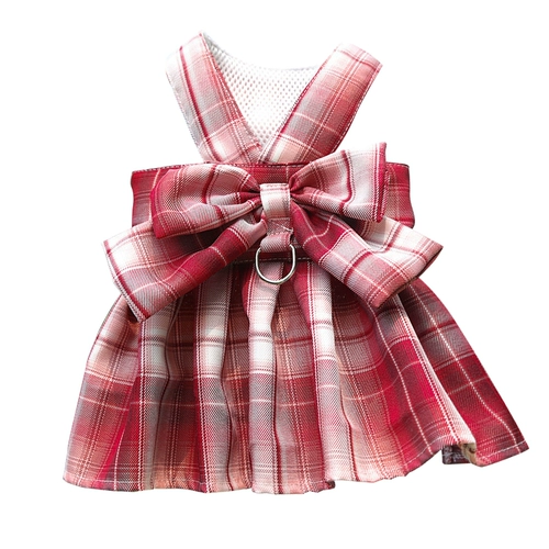 Пет -клетчатая юбка, клетчатая клетчатая юбка, ремешок для сундука, тяга для собак и кошачья одежда