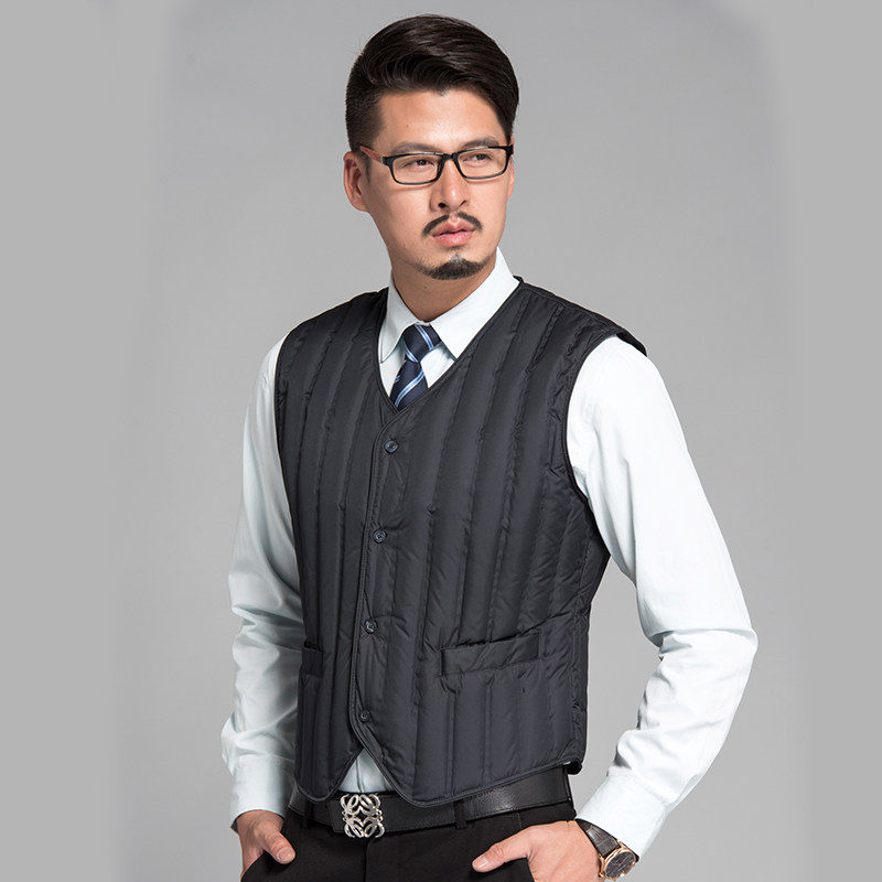Down vest men's slim body wear bottoming warm vest all-in-one waistcoat autumn and winter new white duck down Inner